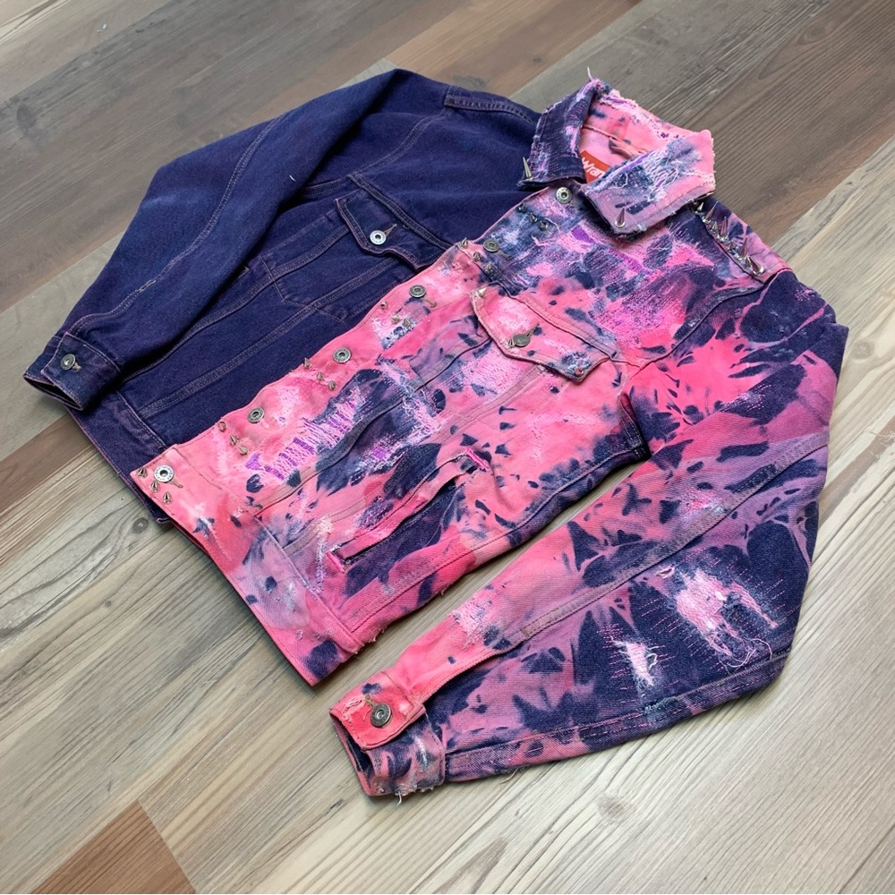 Vile custom reworked repaired patchwork denim trucker jacket